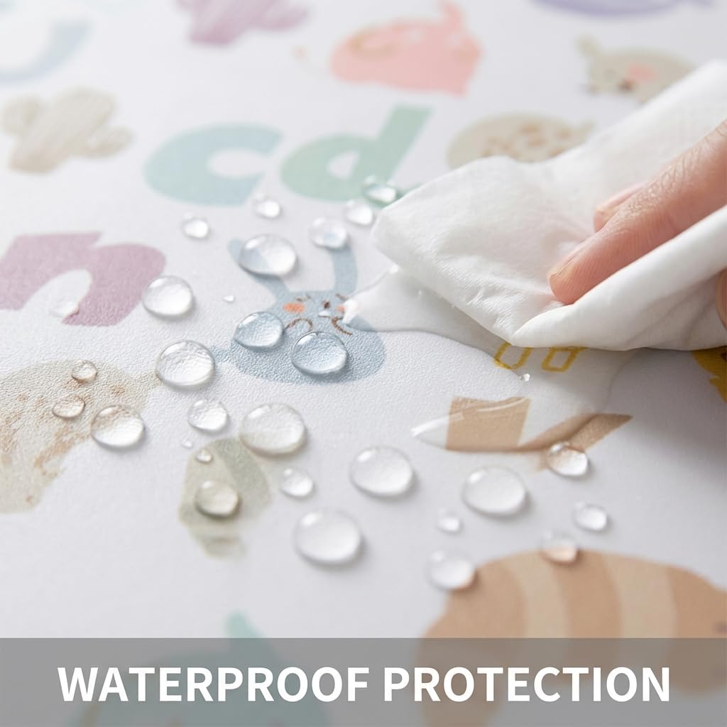 WOMUMON Womumon Waterproof Highchair Floor Mat Baby Splat Mat Non-Slip Washable Spill Mat for Arts Crafts Alphabet Design - View 3 of 7