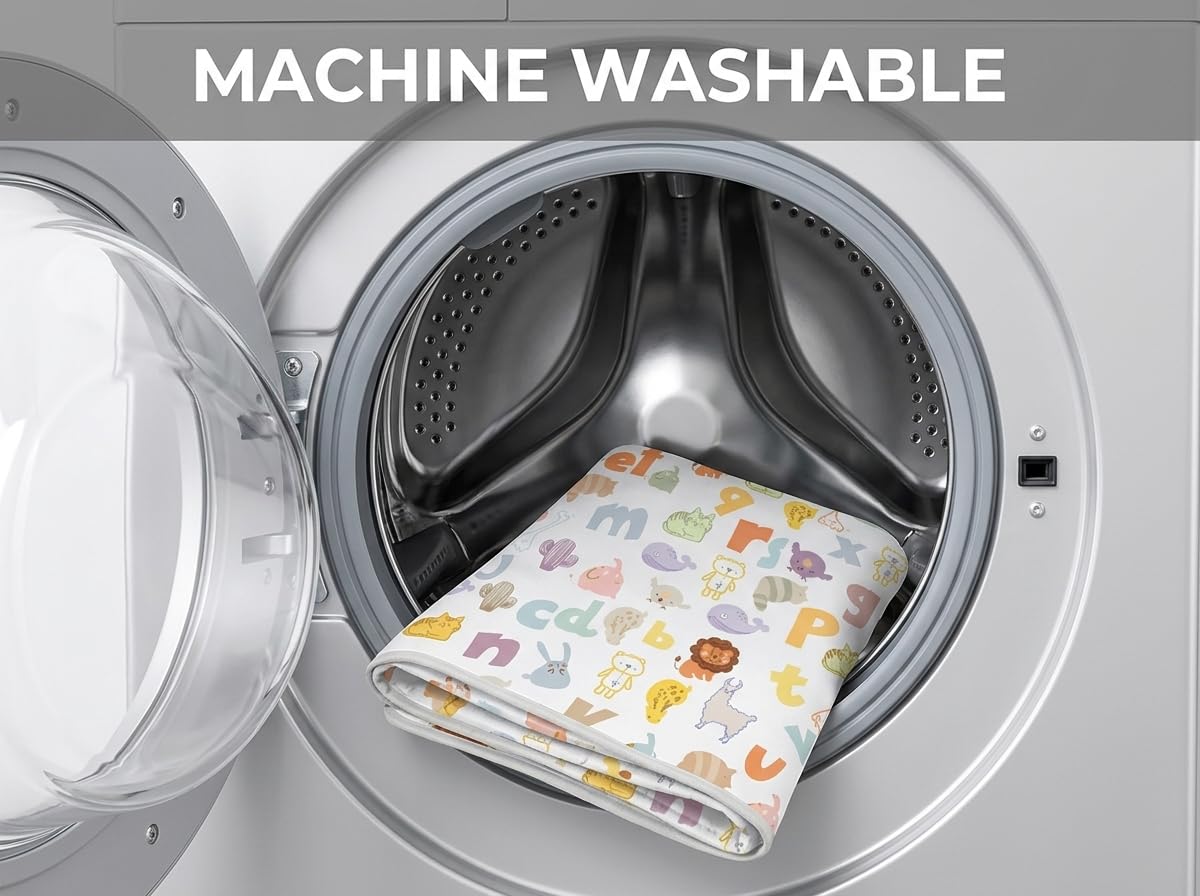 WOMUMON Womumon Waterproof Highchair Floor Mat Baby Splat Mat Non-Slip Washable Spill Mat for Arts Crafts Alphabet Design - View 5 of 7