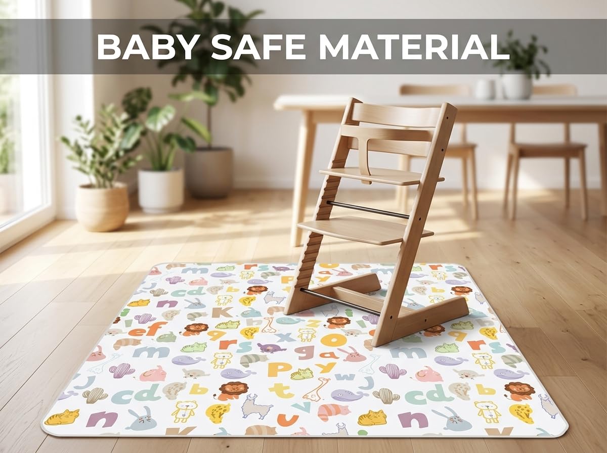 WOMUMON Womumon Waterproof Highchair Floor Mat Baby Splat Mat Non-Slip Washable Spill Mat for Arts Crafts Alphabet Design - View 6 of 7