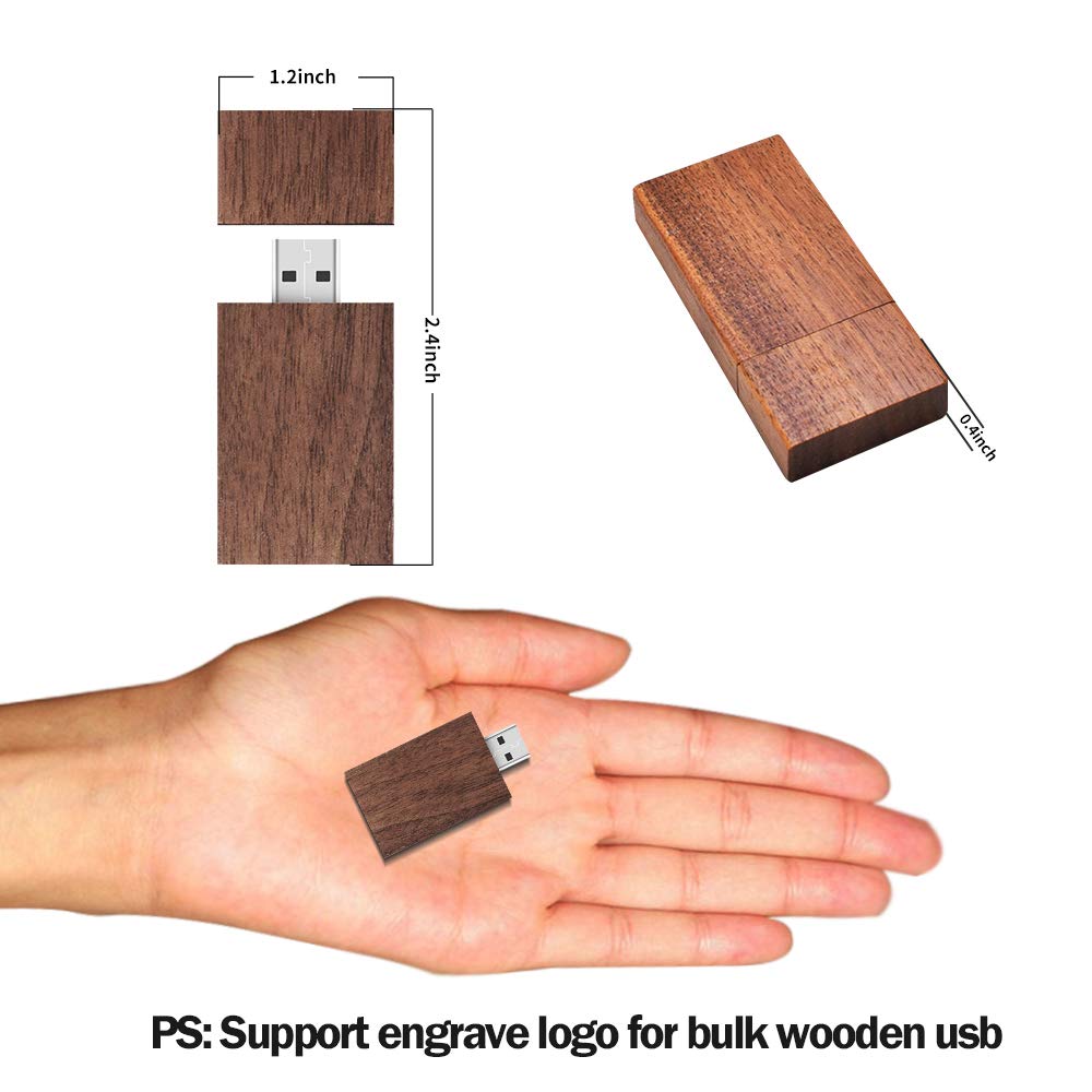 EASTBULL 32GB Wood Flash Drives High Speed Walnut USB Thumb Drives Memory Stick for Data Storage 10 Pack Brown - View 4 of 6