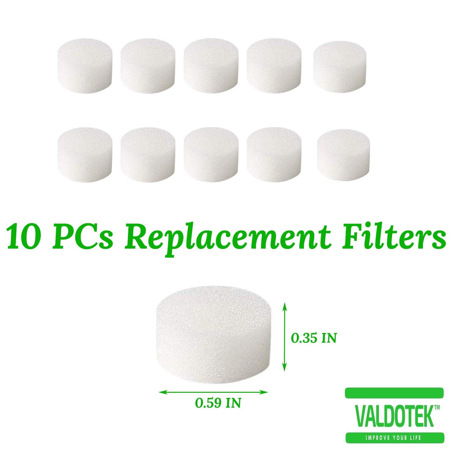 Valdotek Valdotek 10 Pcs Replacement Sponge Filters for Cool Mist Compressor System 19/32 Inch Diameter - View 2 of 4