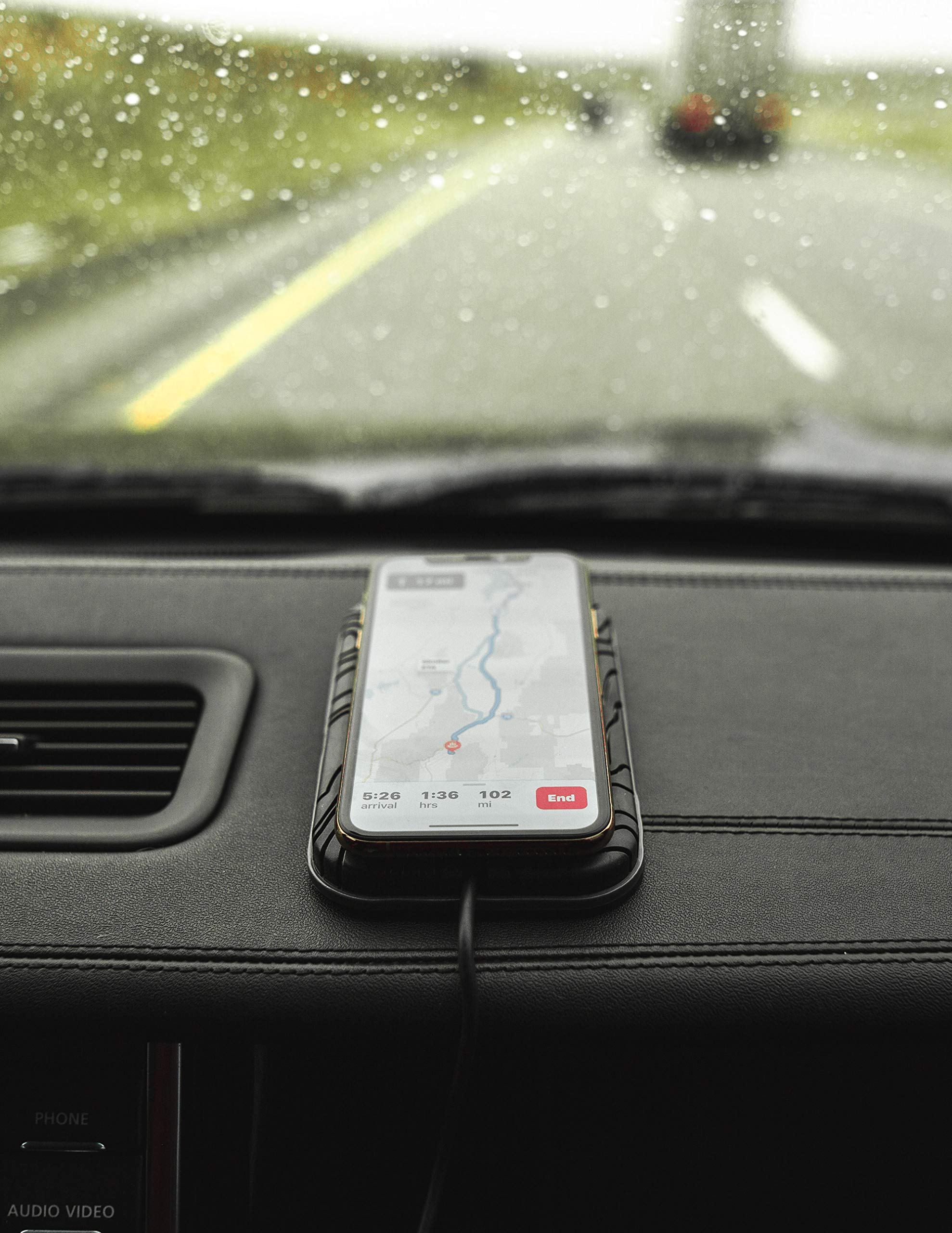 10W Fast Charge Wireless Charging Grip Pad Plus Car Charger and Phone Holder for All Dashboards Black - View 7 of 7