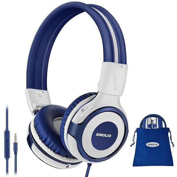 SIMOLIO SIMOLIO Kids On-Ear Headphones with Volume Limit & Microphone - Perfect for School, Travel & Tablets (Grey)