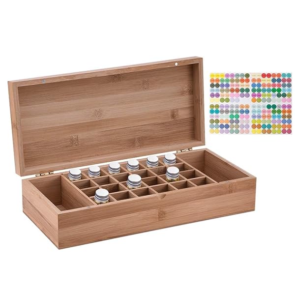 Pure Vie Pure Vie Essential Oil Bamboo Storage Box for 26 Bottles Travel Display Aromatherapy Organizer Nail Polish Fragrance Container - View 3 of 8