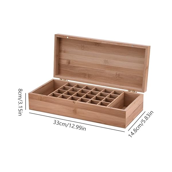 Pure Vie Pure Vie Essential Oil Bamboo Storage Box for 26 Bottles Travel Display Aromatherapy Organizer Nail Polish Fragrance Container - View 5 of 8