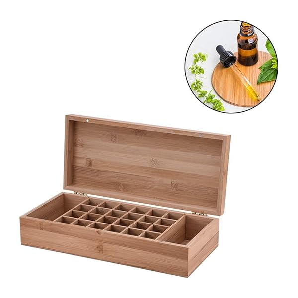 Pure Vie Pure Vie Essential Oil Bamboo Storage Box for 26 Bottles Travel Display Aromatherapy Organizer Nail Polish Fragrance Container - View 6 of 8