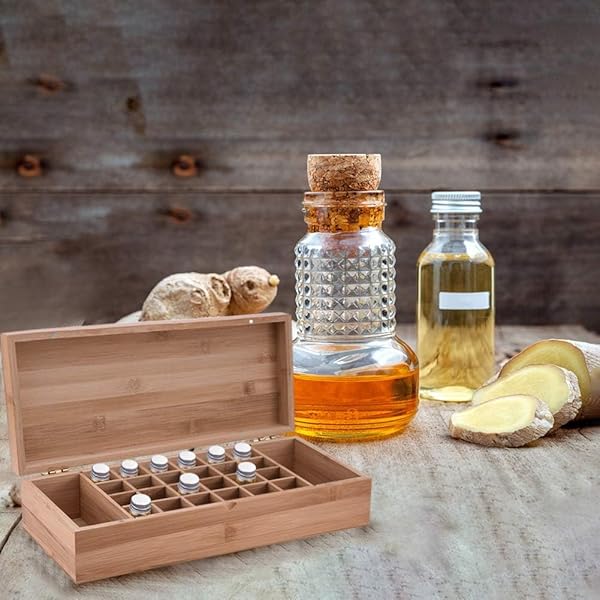 Pure Vie Pure Vie Essential Oil Bamboo Storage Box for 26 Bottles Travel Display Aromatherapy Organizer Nail Polish Fragrance Container - View 7 of 8