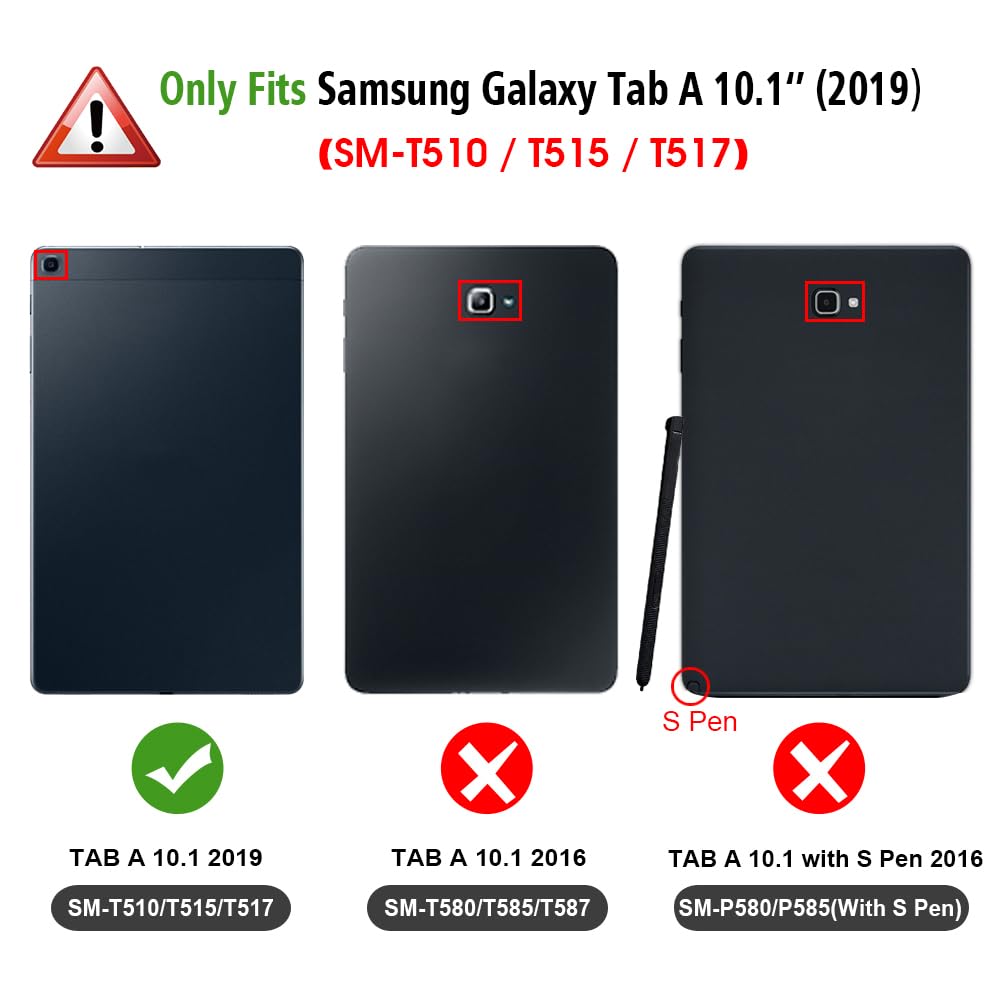 Fintie Silicone Case for Samsung Galaxy Tab A 10.1 2019 Model SM-T510 T515 T517 Honey Comb Series Kids Friendly Shock Proof Cover Black - View 2 of 9
