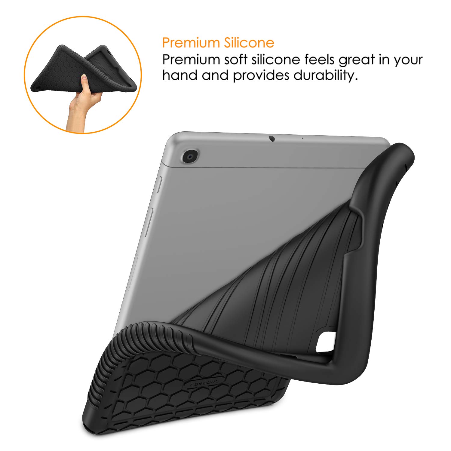 Fintie Silicone Case for Samsung Galaxy Tab A 10.1 2019 Model SM-T510 T515 T517 Honey Comb Series Kids Friendly Shock Proof Cover Black - View 4 of 9