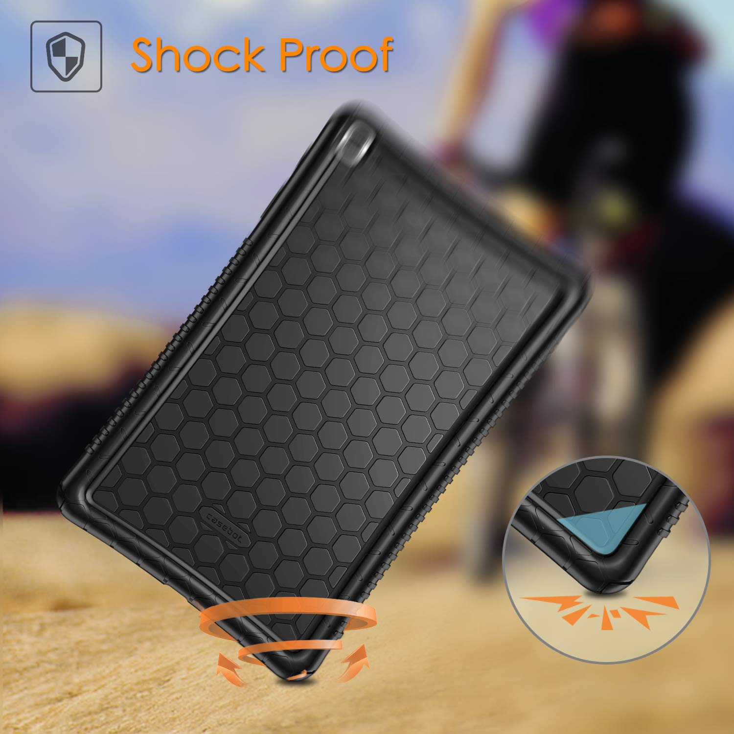Fintie Silicone Case for Samsung Galaxy Tab A 10.1 2019 Model SM-T510 T515 T517 Honey Comb Series Kids Friendly Shock Proof Cover Black - View 8 of 9