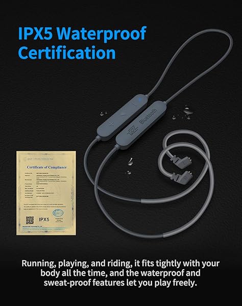 erjigo Erjigo KZ HD Bluetooth Headphone Wireless Earphone with Microphone Replacement for KZ ZST ZS10 AS10 BA10 AS06 ES4 ZSR - View 8 of 9