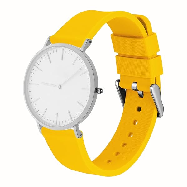 WOCCI WOCCI 20mm Silicone Watch Band Quick Release Rubber Strap with Silver Buckle Yellow - View 8 of 9