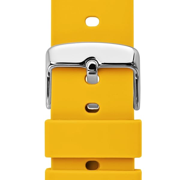 WOCCI WOCCI 20mm Silicone Watch Band Quick Release Rubber Strap with Silver Buckle Yellow - View 9 of 9