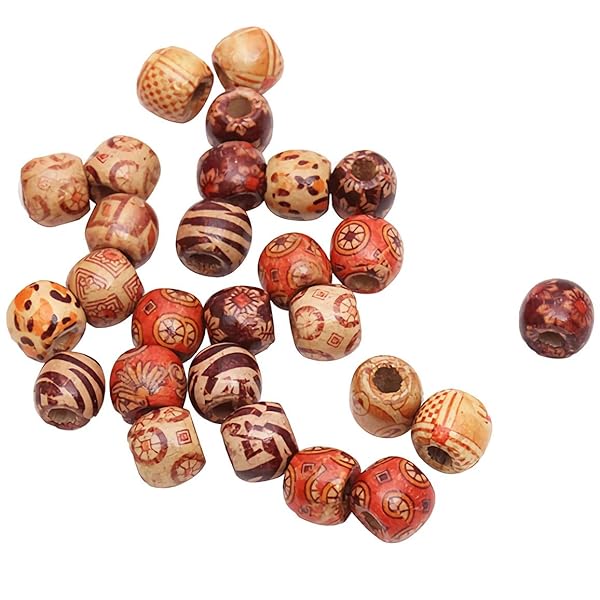 Onwon Onwon 100 Pieces 12mm Painted Pattern Wooden Beads for DIY Jewelry Bracelet Necklace Hair Macrame Craft Projects - View 5 of 5