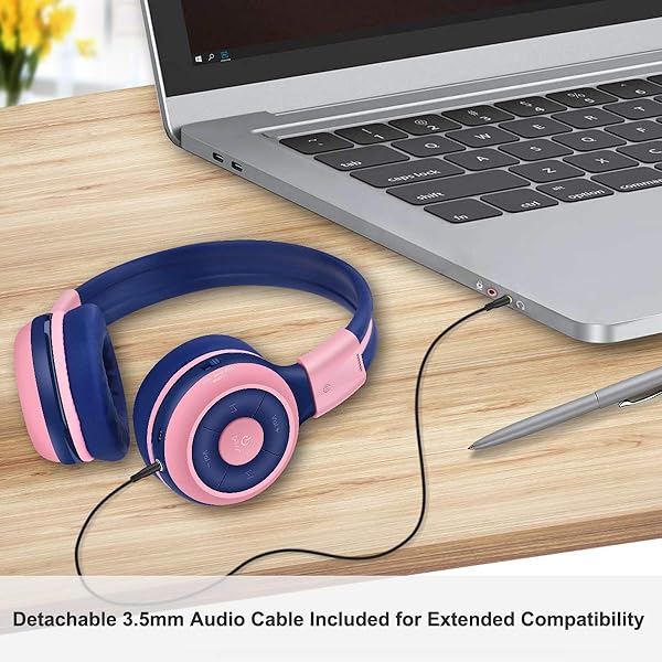 SIMOLIO SIMOLIO Wireless Headphones for Girls Bluetooth Foldable Over-Ear Stereo Headset with Mic Volume Limited for School Travel iPad Fire Tablet Pink - View 5 of 7