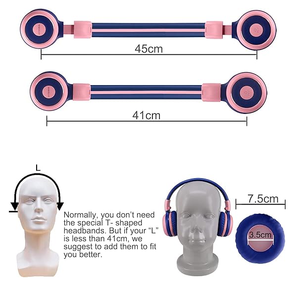 SIMOLIO SIMOLIO Wireless Headphones for Girls Bluetooth Foldable Over-Ear Stereo Headset with Mic Volume Limited for School Travel iPad Fire Tablet Pink - View 7 of 7