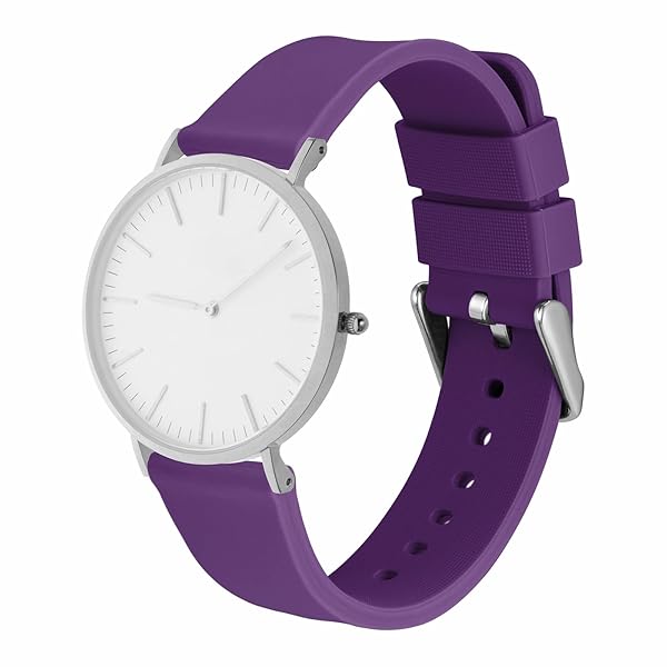 WOCCI WOCCI 20mm Silicone Watch Band Quick Release Rubber Strap with Silver Buckle in Purple - View 8 of 9
