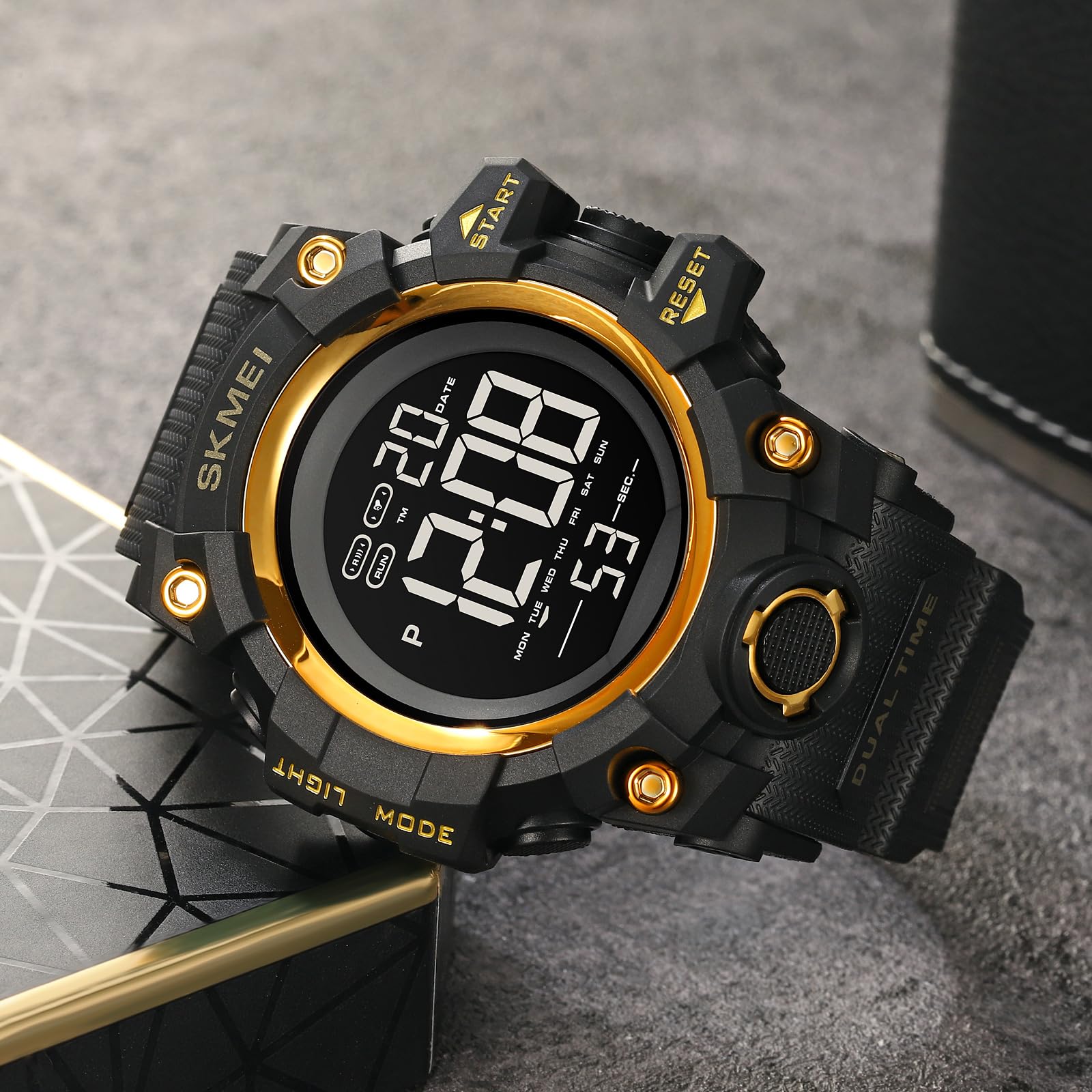 Men's Waterproof Sports Watch Military Analog Digital Dual Time Stopwatch Alarm Back Light 50M Water Resistant Blue Black - View 4 of 7