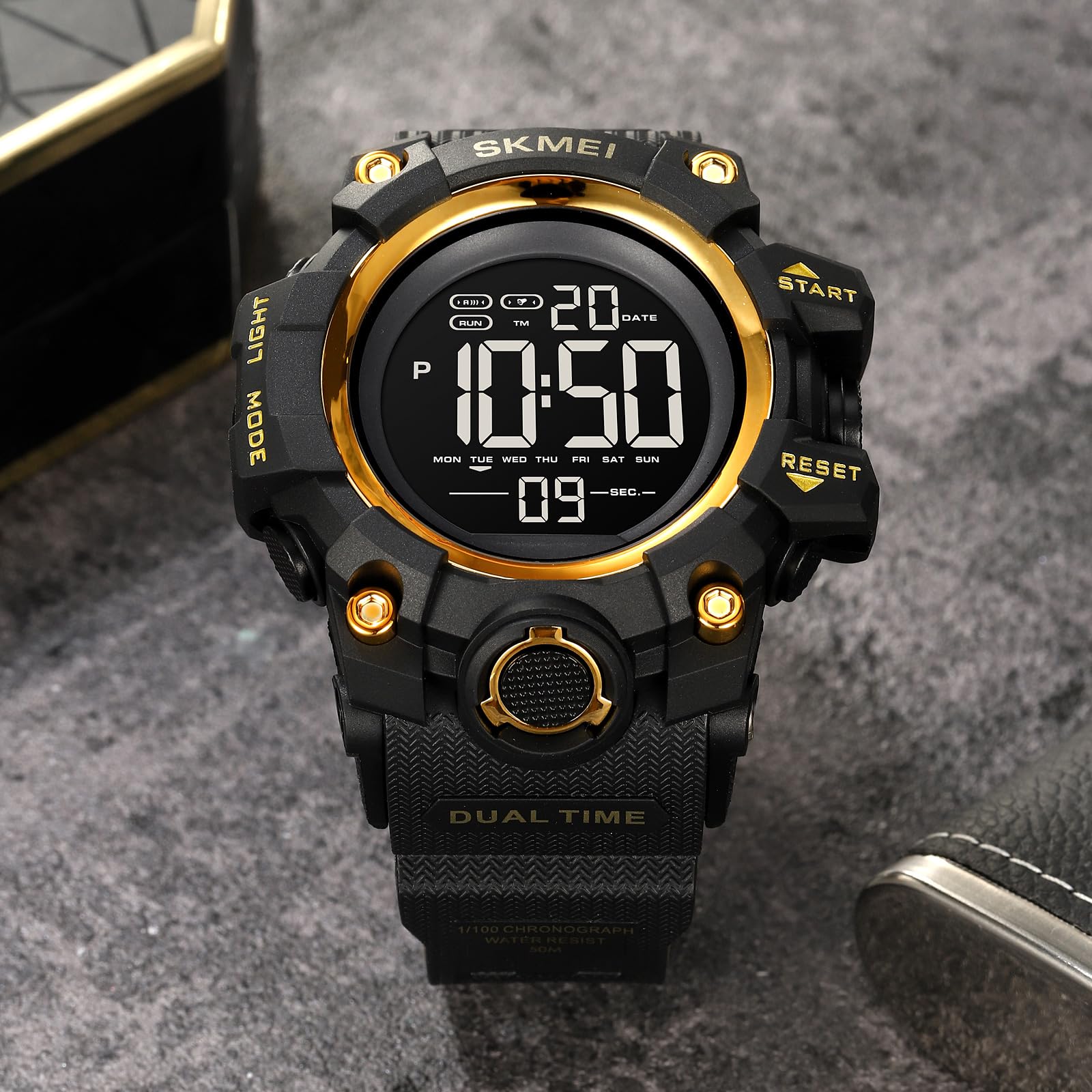 Men's Waterproof Sports Watch Military Analog Digital Dual Time Stopwatch Alarm Back Light 50M Water Resistant Blue Black - View 5 of 7