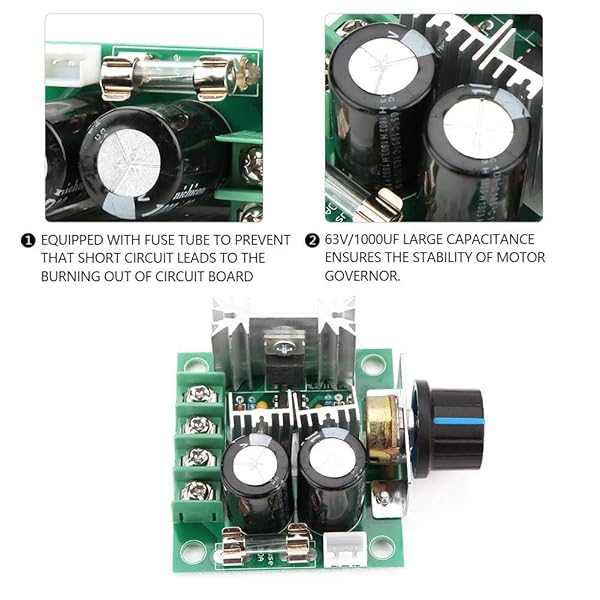 Vikye 12V-40V 10A PWM DC Motor Speed Controller - Stepless Variable Control Module - View 3 of 10