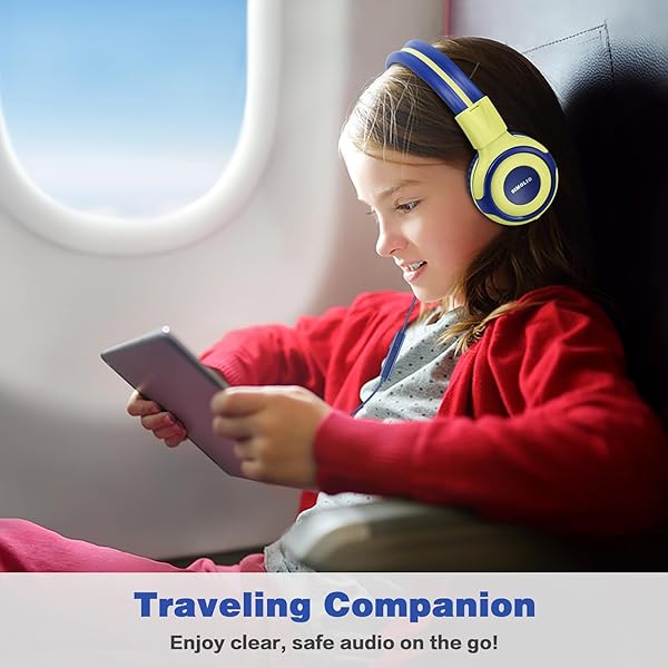 SIMOLIO SIMOLIO Kids Headphones with Microphone Volume Limited On-Ear Wired Headset for PC Tablet Airplane Travel Yellow - View 2 of 7