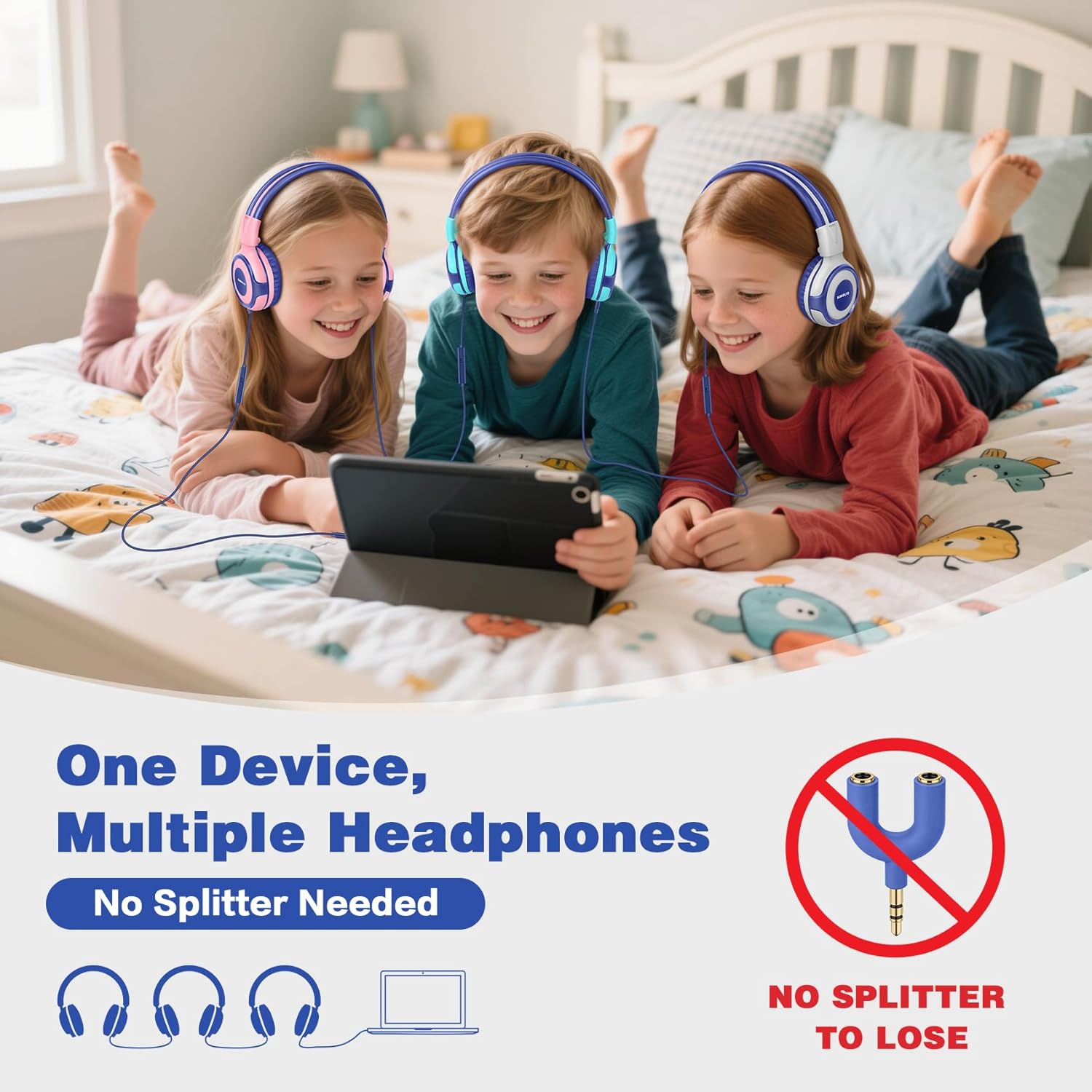 SIMOLIO SIMOLIO Kids Headphones with Mic - Volume Limited 75dB/85dB/94dB for Safe Listening - Perfect for School, Travel & Tablets (Pink) - View 2 of 9