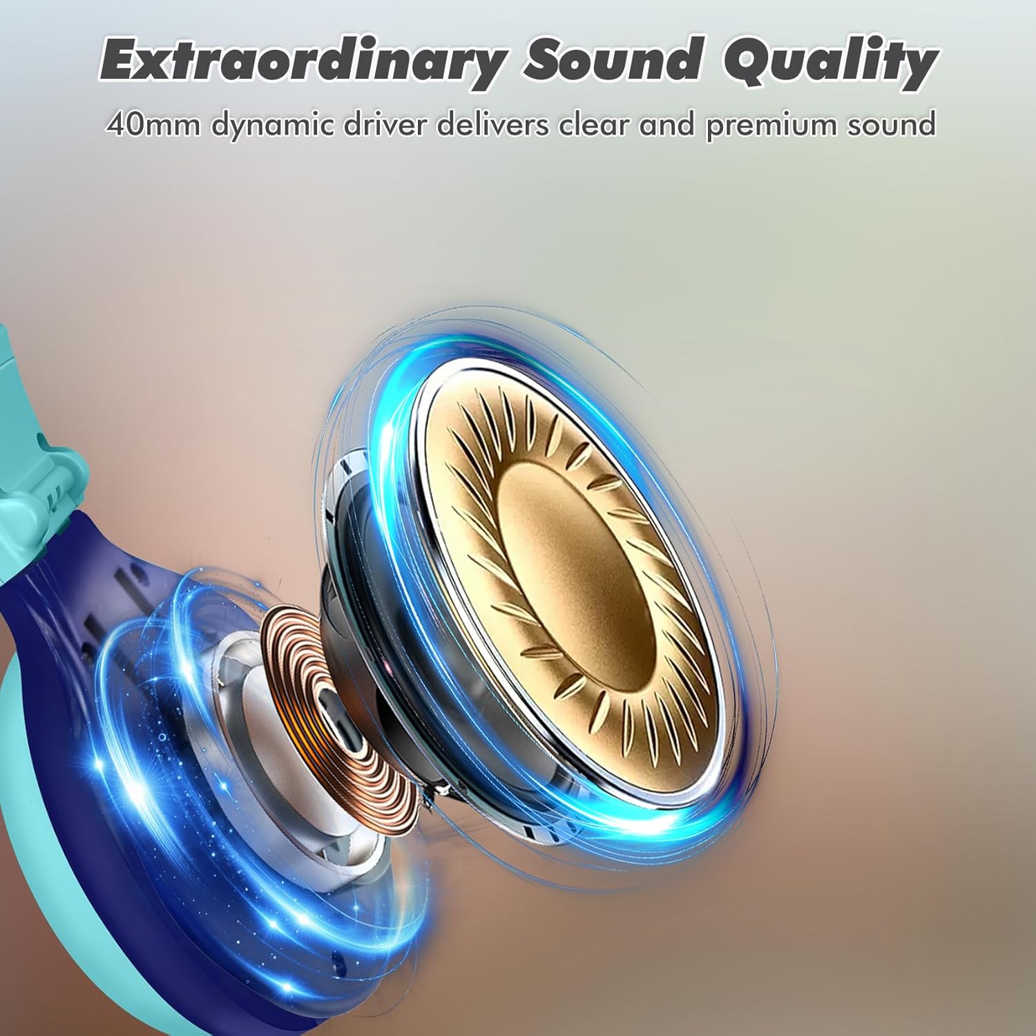 SIMOLIO SIMOLIO Kids Bluetooth Headphones with Microphone Volume Limit Foldable Lightweight Adjustable Wireless for Boys Girls Children Tablet iPad Blue - View 7 of 8