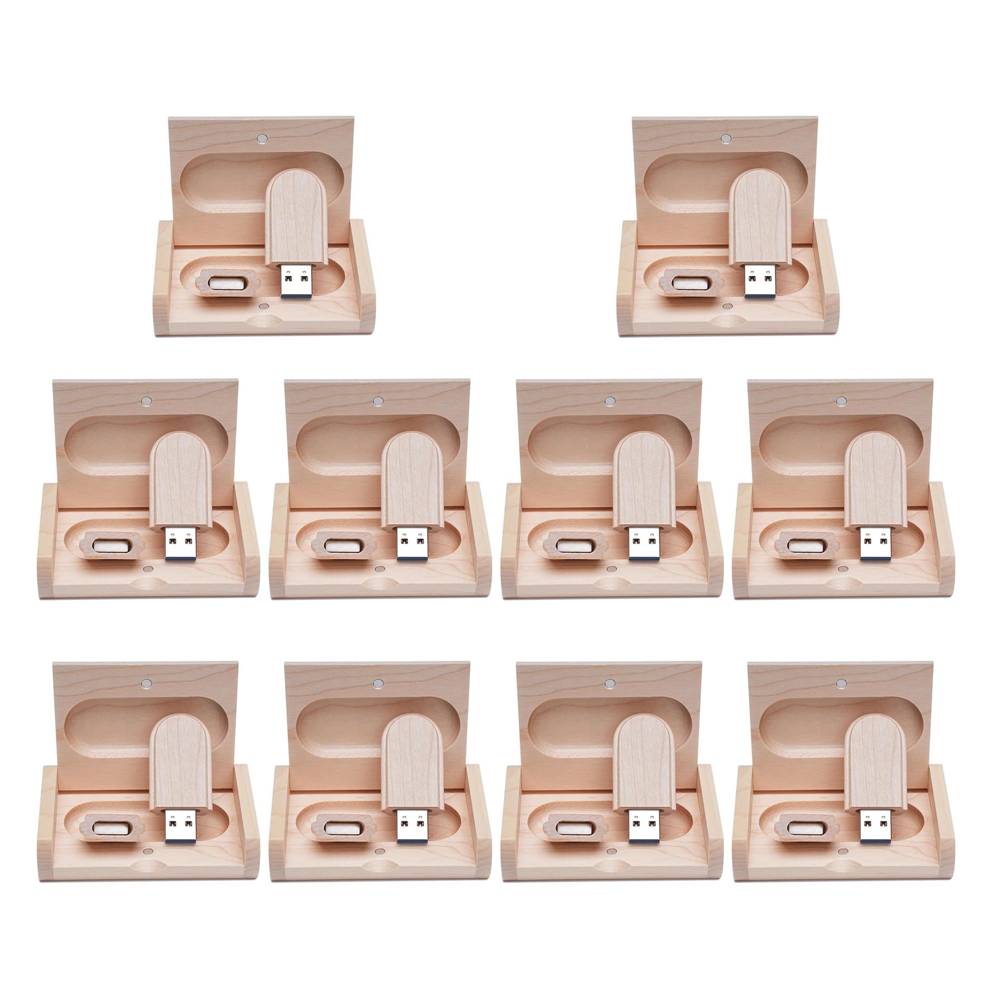 10PCS Maple Wood USB Flash Drive 16GB with Wooden Box Durable and Stylish Storage Solution
