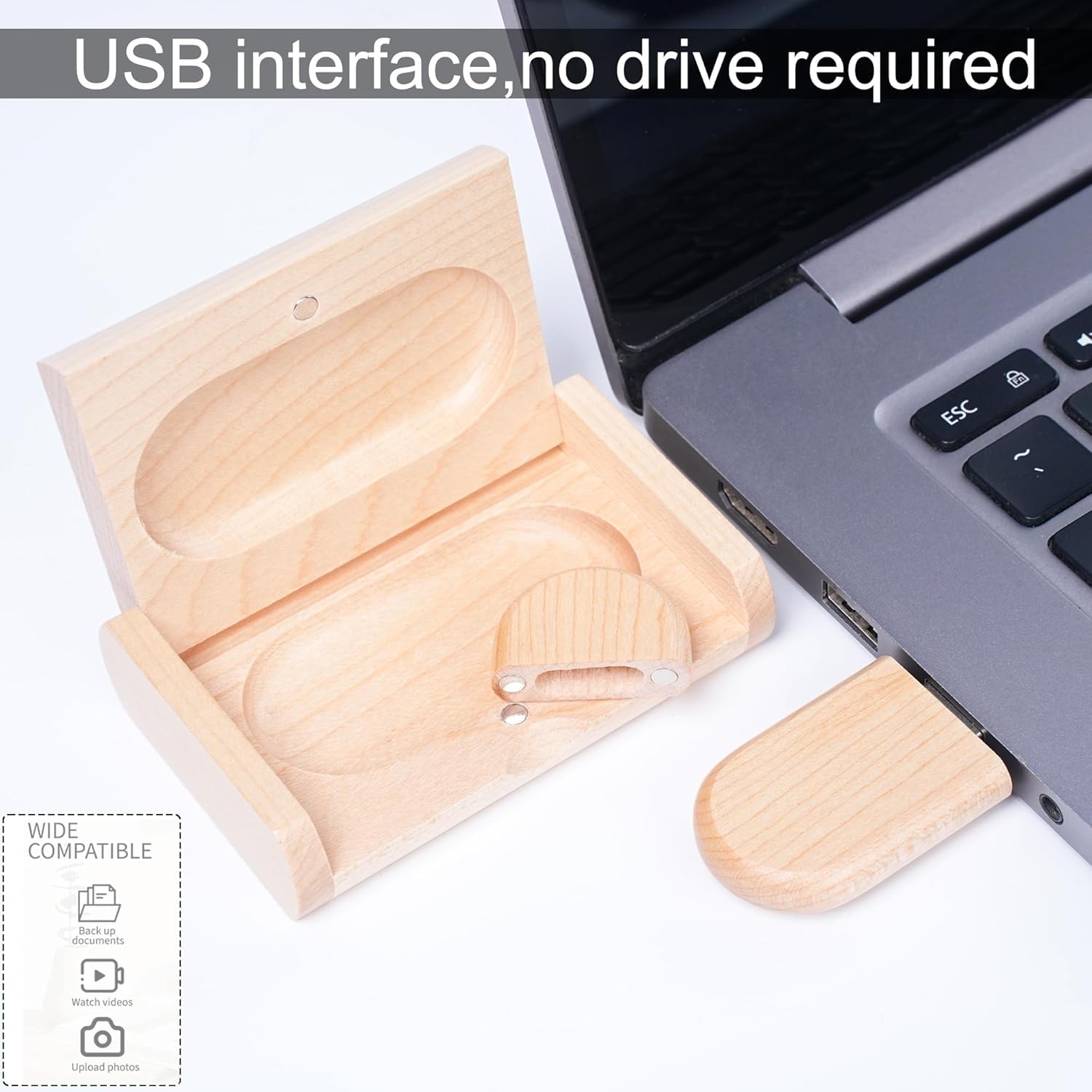 10PCS Maple Wood USB Flash Drive 16GB with Wooden Box High Speed 3.0 Storage Solution - View 4 of 5