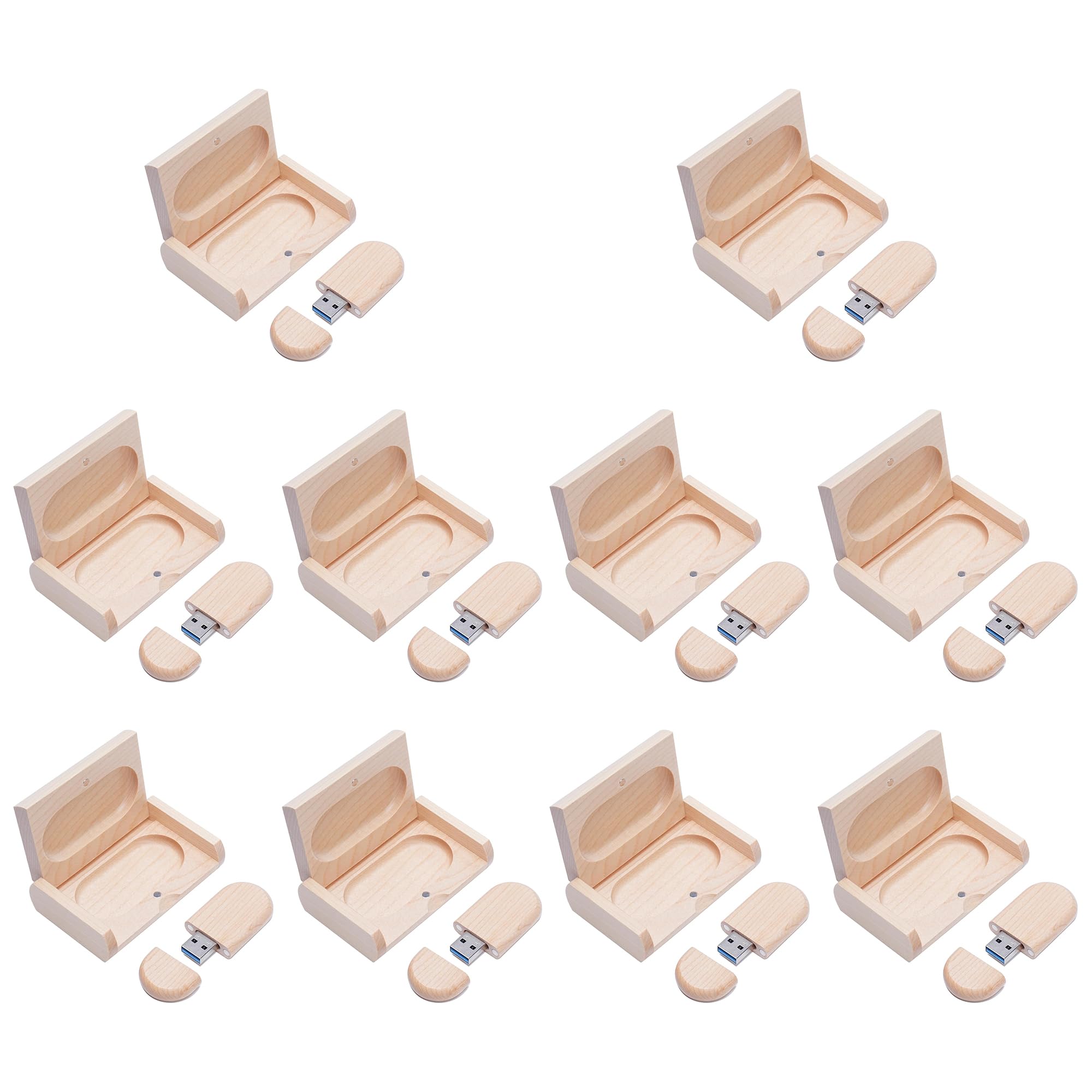 10PCS Maple Wood USB Flash Drive 16GB with Wooden Box High Speed 3.0 Storage Solution