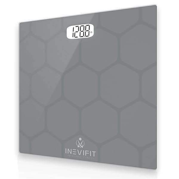 INEVIFIT INEVIFIT BATHROOM SCALE, Highly Accurate Digital Bathroom Body Scale, Measures Weight up to 400 lbs. includes Batteries