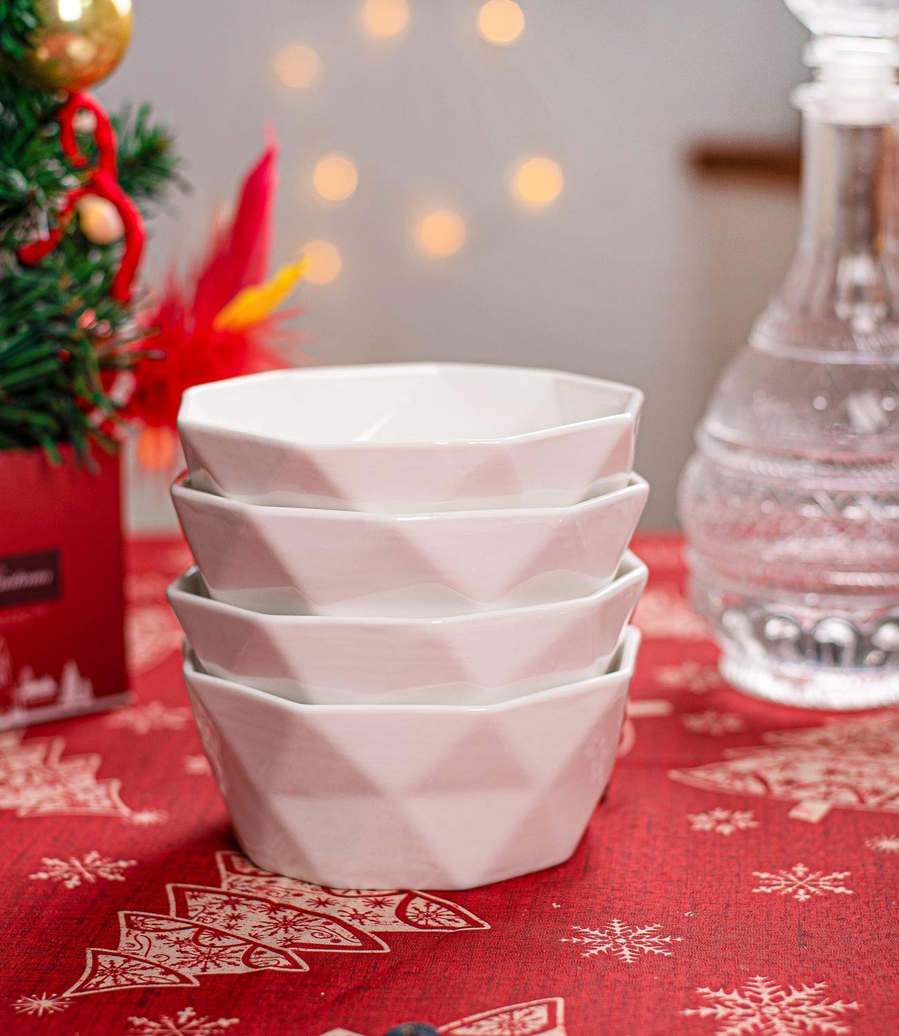 Delling 22 Oz Geometric Cereal Bowls Set of 4 Ideal for Soup and Versatile Use - View 6 of 8