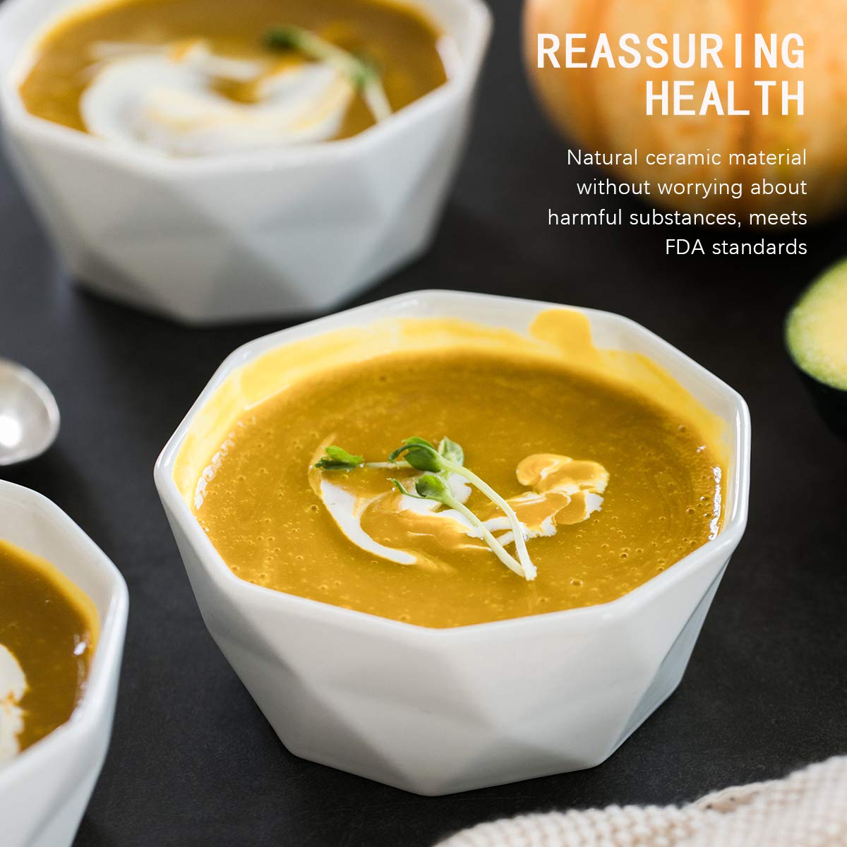 Delling 22 Oz Geometric Cereal Bowls Set of 4 Ideal for Soup and Versatile Use - View 7 of 8