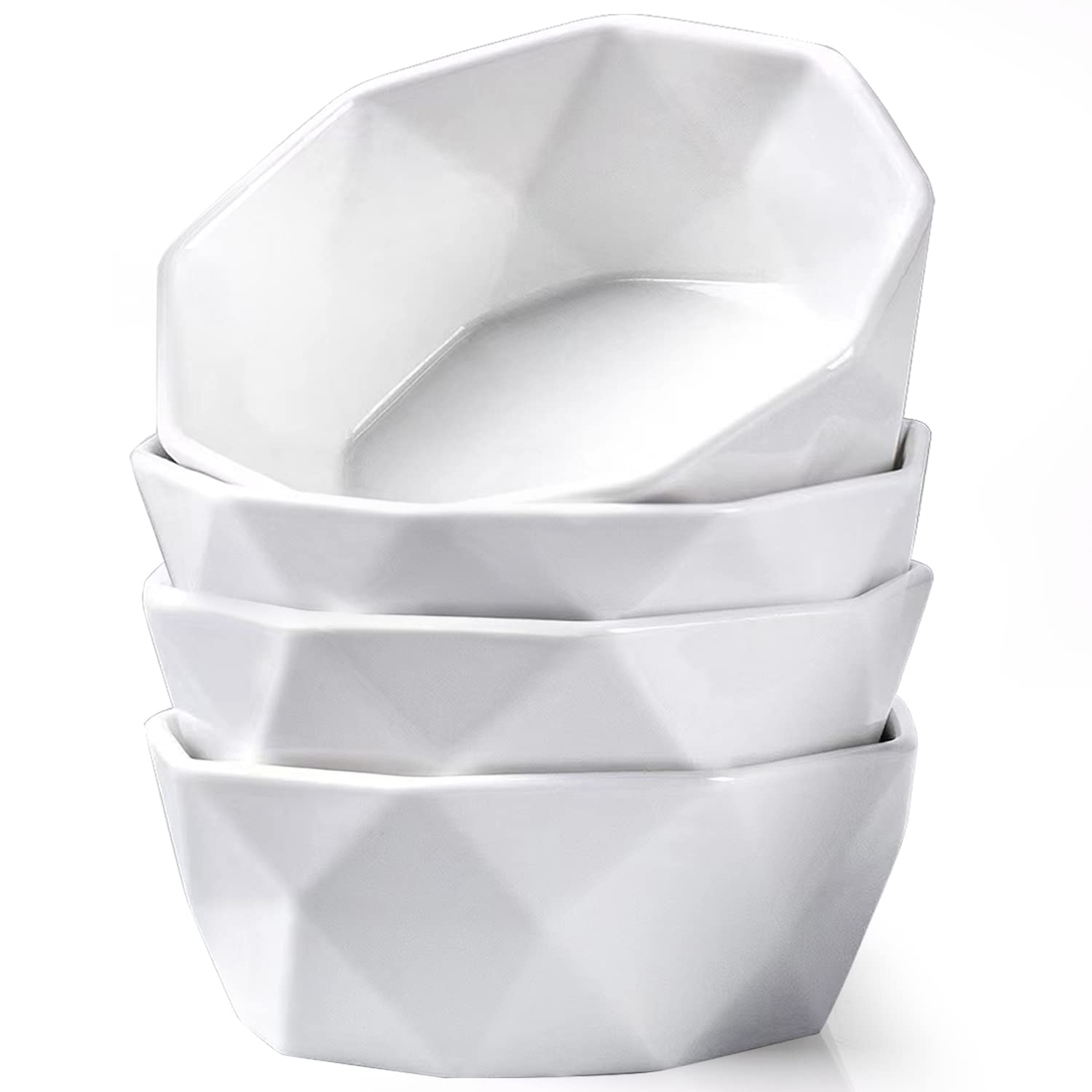 Delling 22 Oz Geometric Cereal Bowls Set of 4 Ideal for Soup and Versatile Use