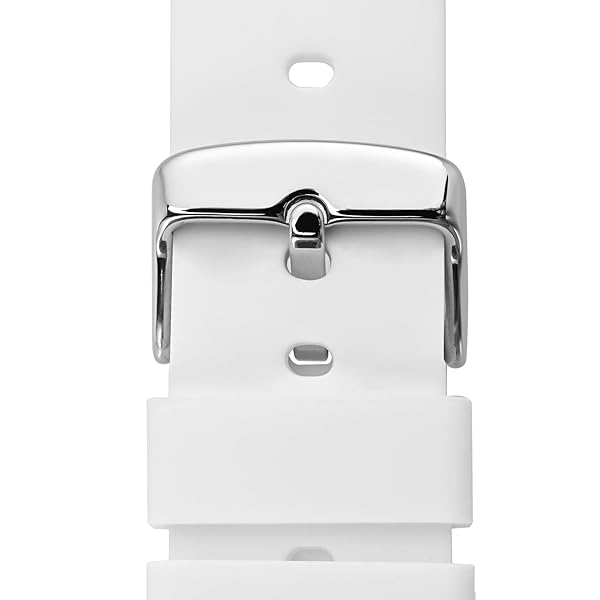 WOCCI WOCCI 18mm Silicone Watch Band Quick Release Rubber Replacement Strap with Silver Buckle White - View 9 of 9
