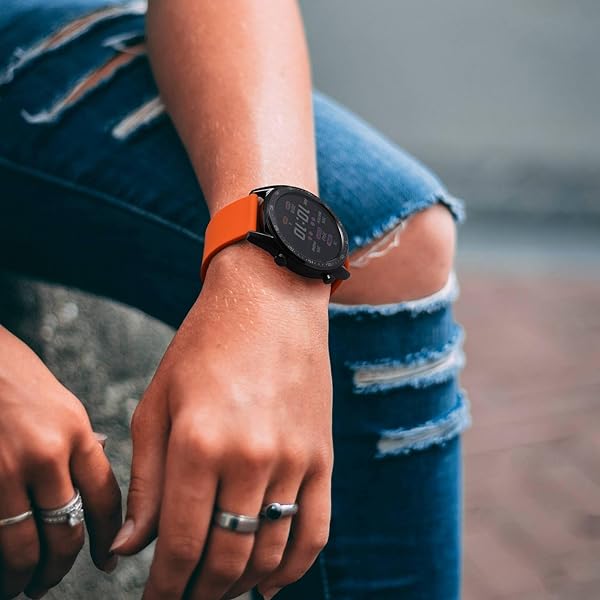 WOCCI WOCCI 20mm Silicone Watch Band Quick Release Rubber Strap with Silver Buckle in Orange - View 2 of 9