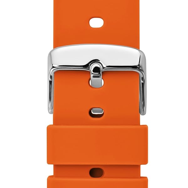 WOCCI WOCCI 20mm Silicone Watch Band Quick Release Rubber Strap with Silver Buckle in Orange - View 9 of 9