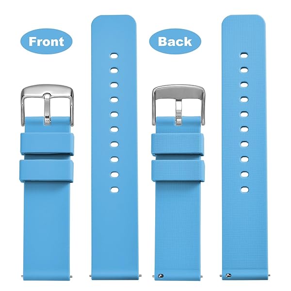 WOCCI WOCCI 18mm Silicone Watch Band Quick Release Rubber Strap with Silver Buckle Sky Blue - View 4 of 9