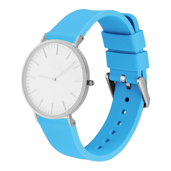 WOCCI WOCCI 18mm Silicone Watch Band Quick Release Rubber Strap with Silver Buckle Sky Blue - View 8 of 9