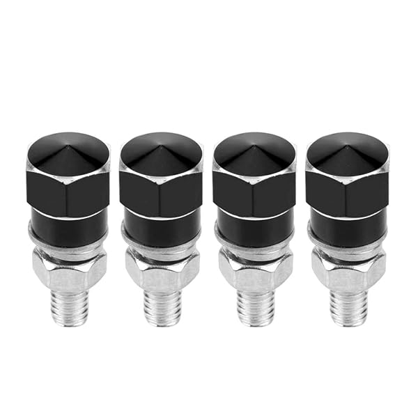 Qiilu Qiilu 4PCS Universal Motorcycle License Plate Screws - Durable Black Bolts for Car Tag Frame Holder