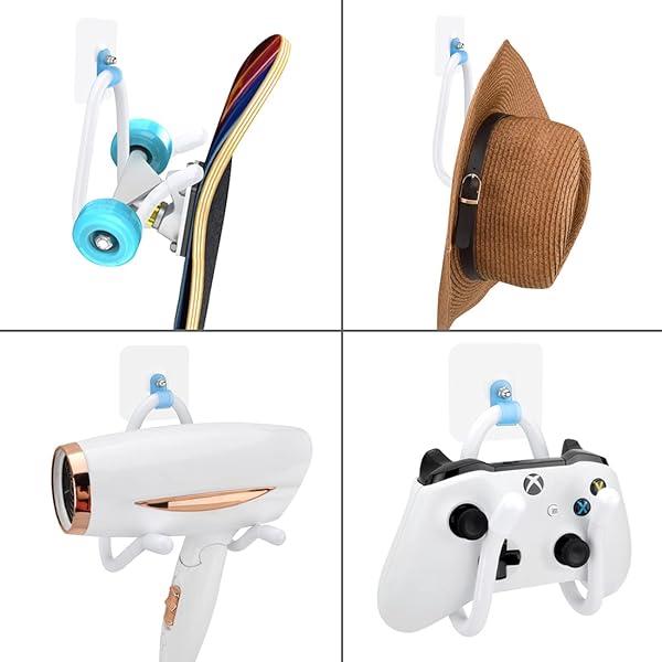 Linkidea Linkidea Wall Mount Holder for PS4/PS5/Xbox/Switch - Adjustable Controller & Headphone Hook (4 Pack, White) - View 4 of 7