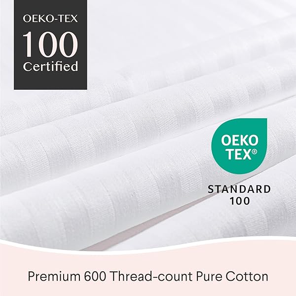 FAUNNA FAUNNA 600TC Cotton Pillow Protectors Standard Size 20x26 4 Pack Oeko-TEX Certified Hotel Grade White Pillow Covers with Silent Zipper - View 2 of 7