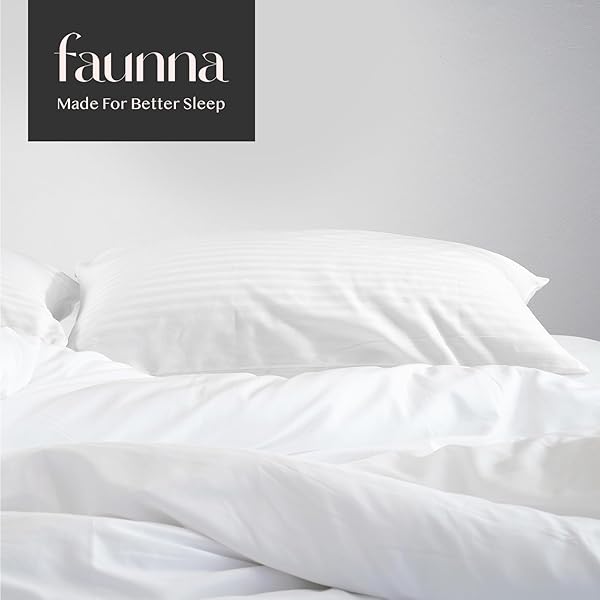 FAUNNA FAUNNA 600TC Cotton Pillow Protectors Standard Size 20x26 4 Pack Oeko-TEX Certified Hotel Grade White Pillow Covers with Silent Zipper - View 7 of 7
