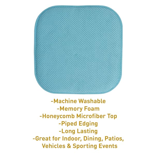 Sweet Home Collection Sweet Home Collection Memory Foam Chair Cushions Honeycomb Pattern Non Skid Rubber Back 16x16 Seat Covers 6 Pack Teal - View 3 of 6
