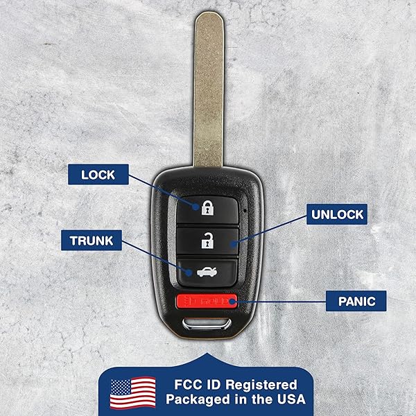 KeylessOption KeylessOption Keyless Entry Remote Fob Uncut Ignition Car Key for Honda Accord Civic 2016 to 2019 MLBHLIK6-1TA - View 6 of 8