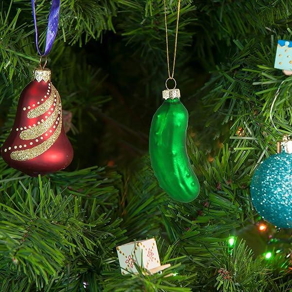 Ornativity Ornativity Christmas Pickle Tree Ornament Set of 4 Traditional Glass Blown Green Pickles 3.5 Inch Holiday Decor - View 3 of 6