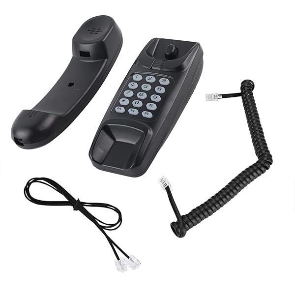 Wendry Corded Wall Mount Telephone - No Caller ID, Last Number Redial, Ideal for Home & Hotels (Black)
