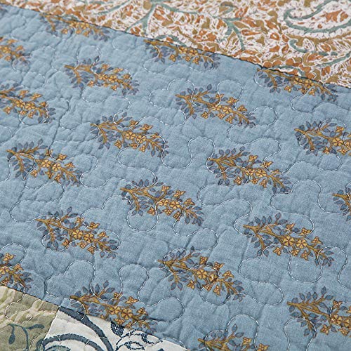 YAYIDAY YAYIDAY Queen Size Patchwork Bedspread 100 Cotton Reversible Green Leaves Quilted Quilt with Pillow Shams for All Seasons - View 3 of 6
