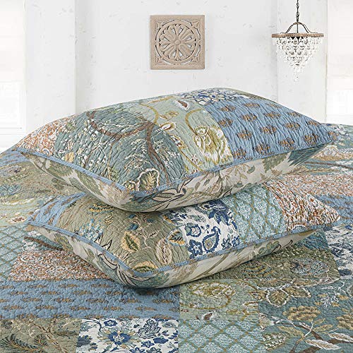 YAYIDAY YAYIDAY Queen Size Patchwork Bedspread 100 Cotton Reversible Green Leaves Quilted Quilt with Pillow Shams for All Seasons - View 4 of 6