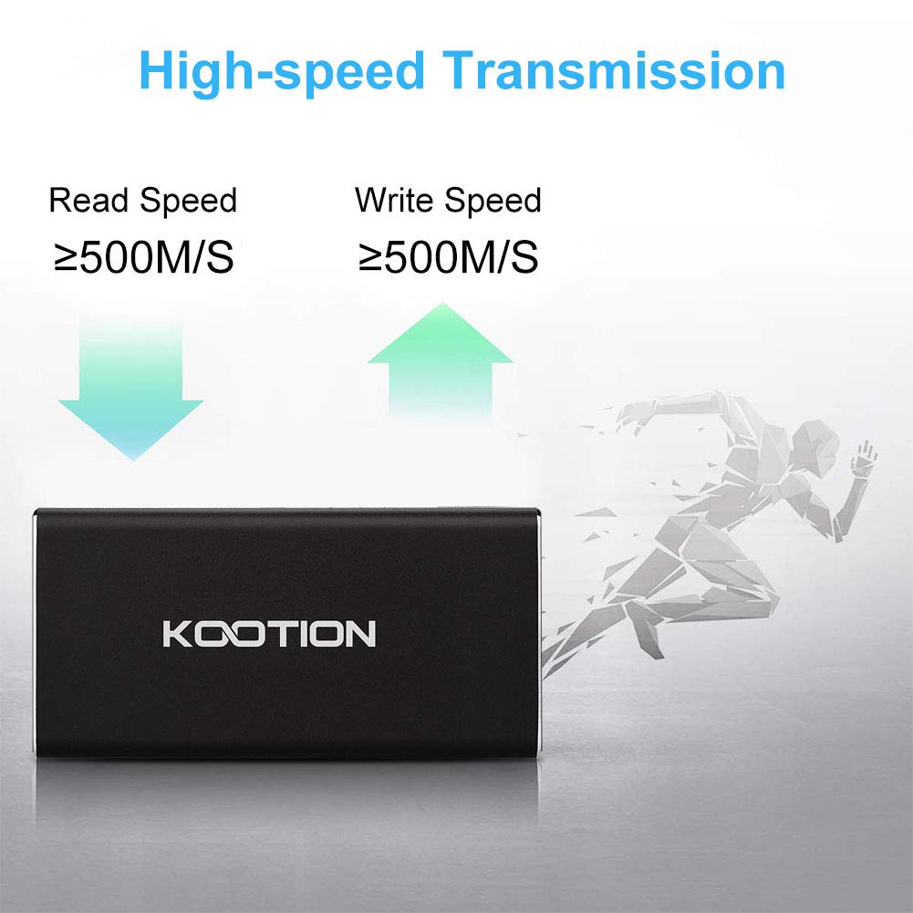 KOOTION KOOTION 250GB External SSD Portable High-Speed Solid State Drive Read 500MBs Write 450MBs Ideal for Fast Data Storage - View 2 of 7